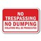 Signmission 18 in Height, 0.12 in Width, Aluminum, A-1218 No Dumping - TrespDump, A-1218 No Dumping - TrespDump A-1218 No Dumping - TrespDump - alternate 1